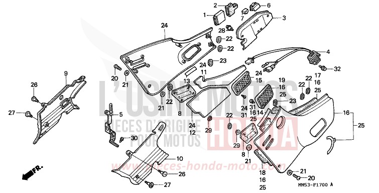 SEITENABDECKUNG (CBR1000FH/FJ/FM) von CB1300 Super Bold'or ABS PASSION RED (R109A) von 1987